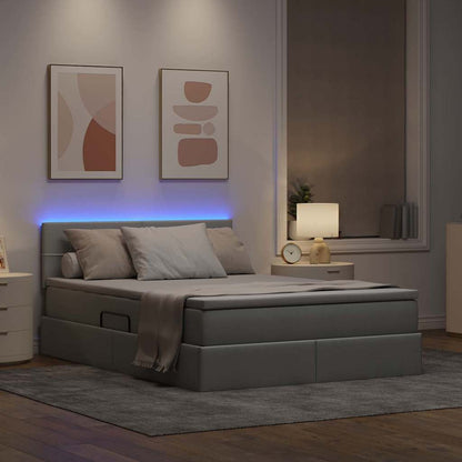 Letto con contenitore e LED Grigio chiaro 140 x 190 cm Tessuto | homemem39