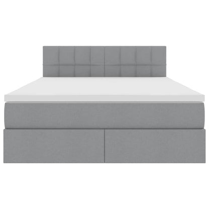 Letto con contenitore e LED Grigio chiaro 140 x 190 cm Tessuto | homemem39