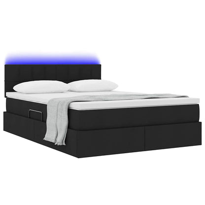 Letto con contenitore e LED Nero 140 x 190 cm Poliestere