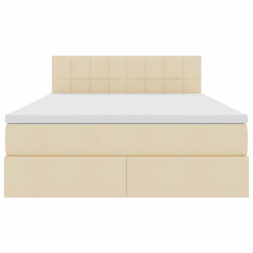 Letto con contenitore e LED con led Crema 140 x 190 cm Tessuto | homemem39