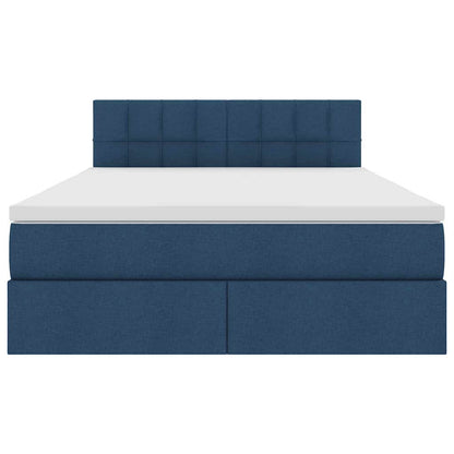 Letto con luci a strisce a LED Blu 140 x 190 cm Tessuto