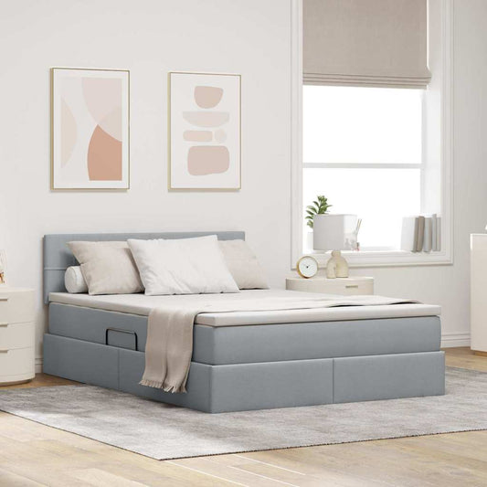 Letto con testiera Grigio chiaro 140 x 200 cm Tessuto