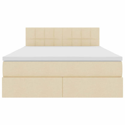 Letto con luci a strisce a LED Crema 140 x 200 cm Tessuto