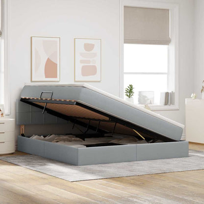 Letto con contenitore e LED Grigio chiaro 160 x 200 cm Tessuto | homemem39