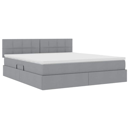 Letto con contenitore e LED Grigio chiaro 160 x 200 cm Tessuto | homemem39