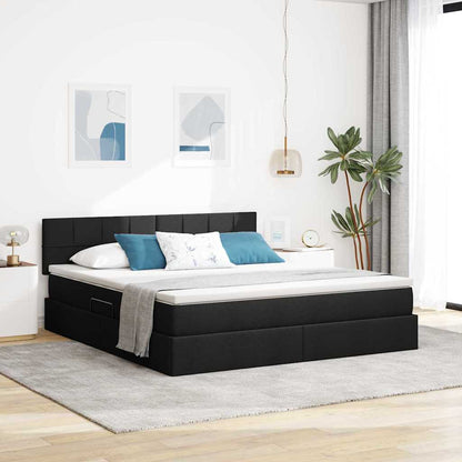 Letto con contenitore e LED con led Nero 160 x 200 cm Tessuto | homemem39