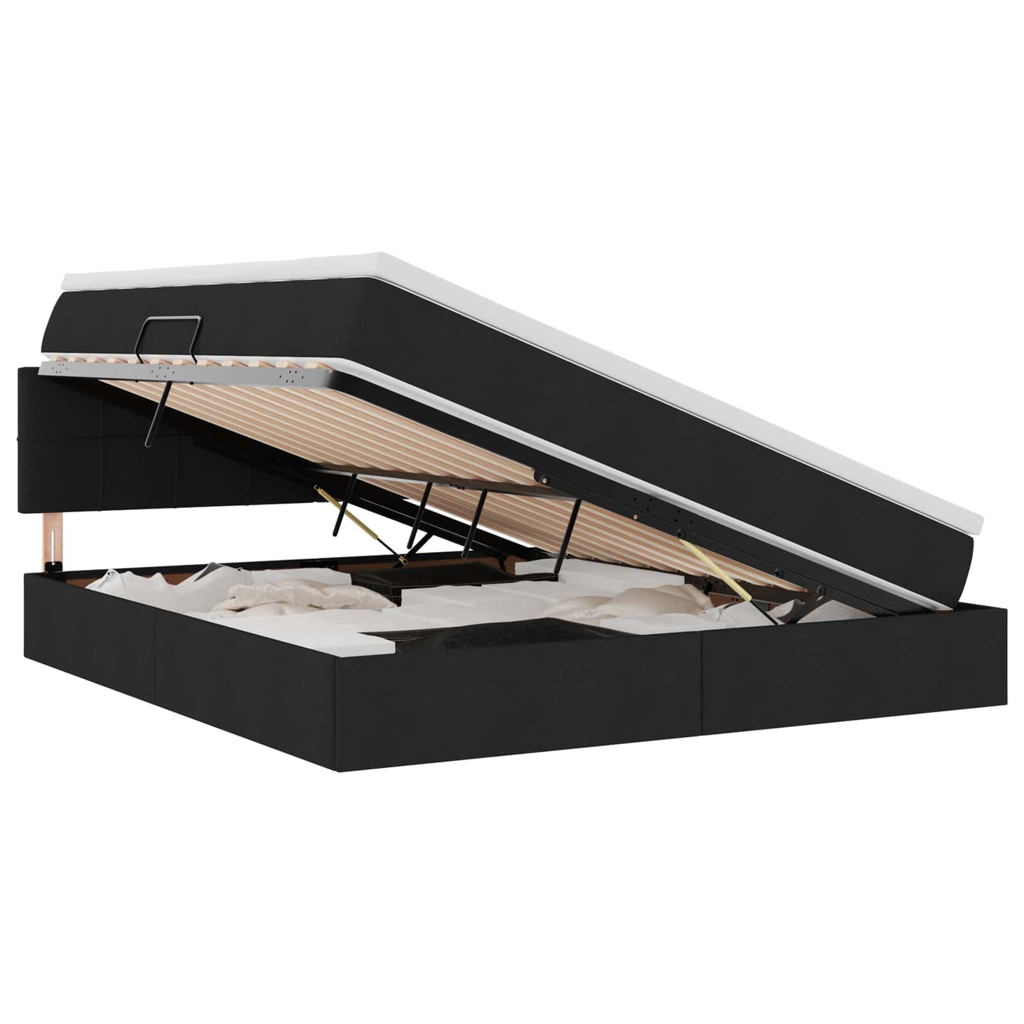 Letto con contenitore e LED con led Nero 160 x 200 cm Tessuto | homemem39