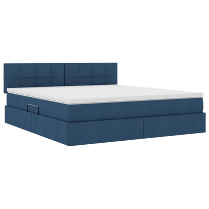 Letto con contenitore e LED con led Blu 160 x 200 cm Tessuto | homemem39