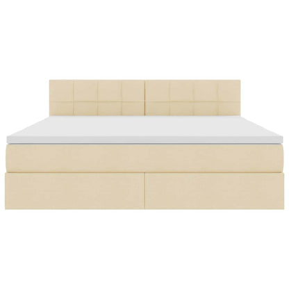 Letto con luci a strisce a LED Crema 180 x 200 cm Tessuto