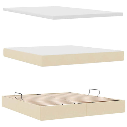 Letto con luci a strisce a LED Crema 180 x 200 cm Tessuto