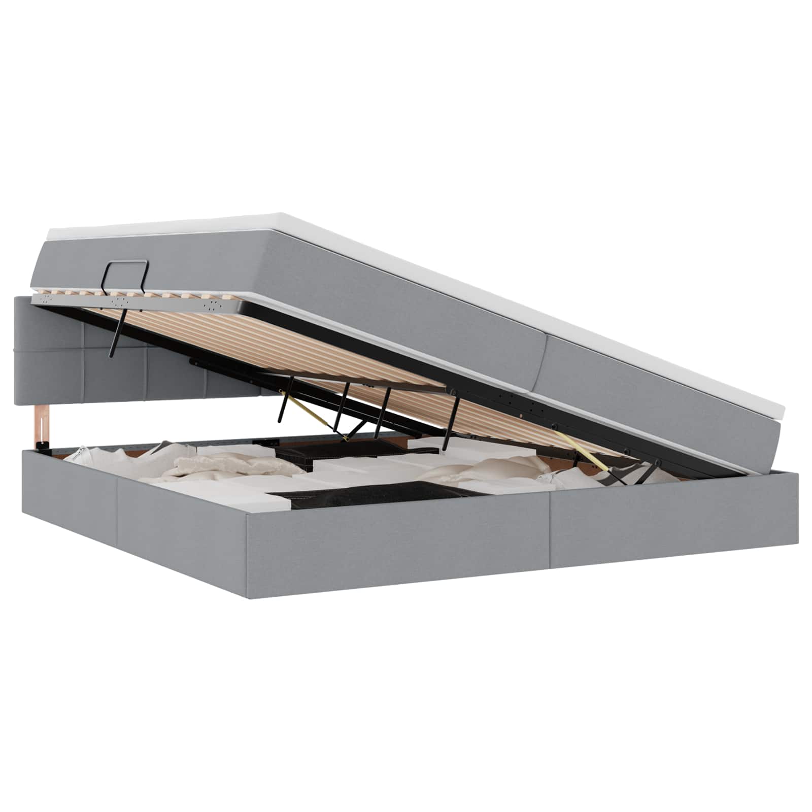 Letto con contenitore e LED Grigio chiaro 200 x 200 cm Tessuto | homemem39