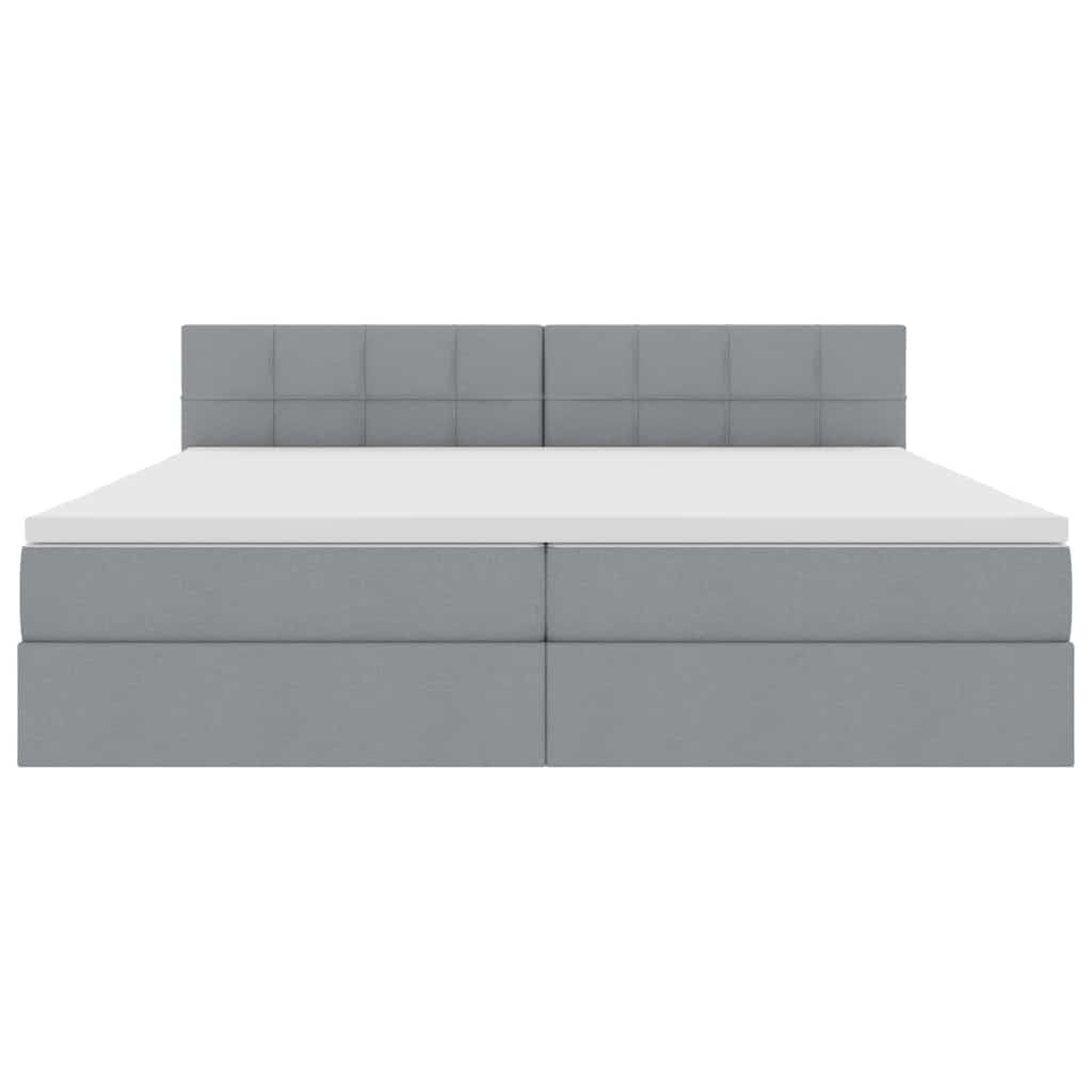 Letto con testiera Grigio chiaro 200 x 200 cm Tessuto