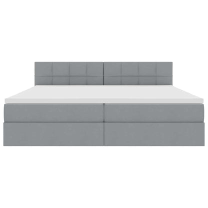 Letto con testiera Grigio chiaro 200 x 200 cm Tessuto