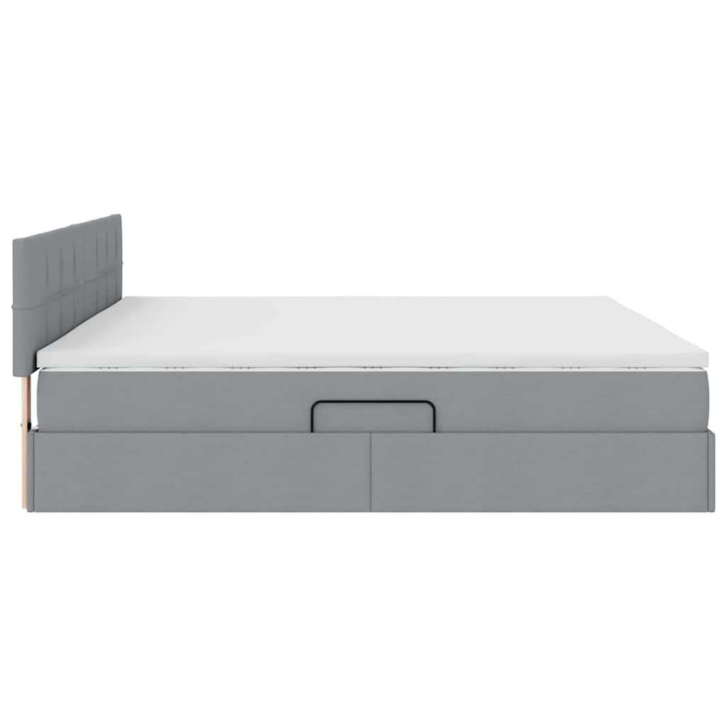 Letto con testiera Grigio chiaro 200 x 200 cm Tessuto