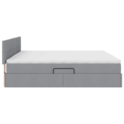 Letto con testiera Grigio chiaro 200 x 200 cm Tessuto