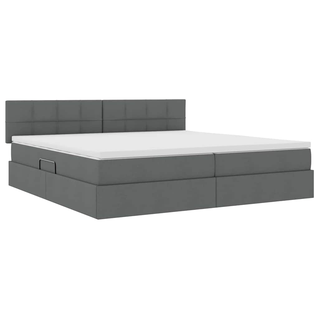 Letto con testiera Grigio scuro 200 x 200 cm Tessuto