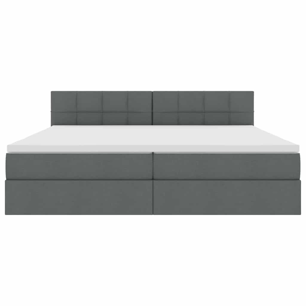 Letto con testiera Grigio scuro 200 x 200 cm Tessuto