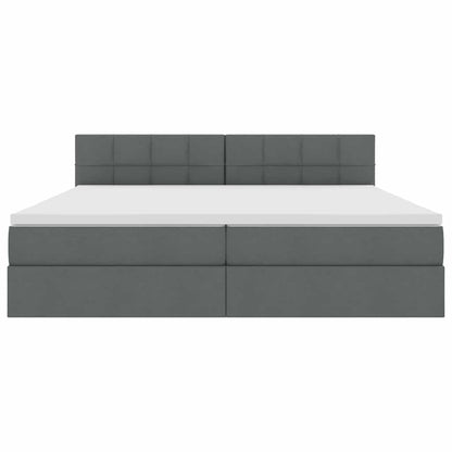 Letto con testiera Grigio scuro 200 x 200 cm Tessuto