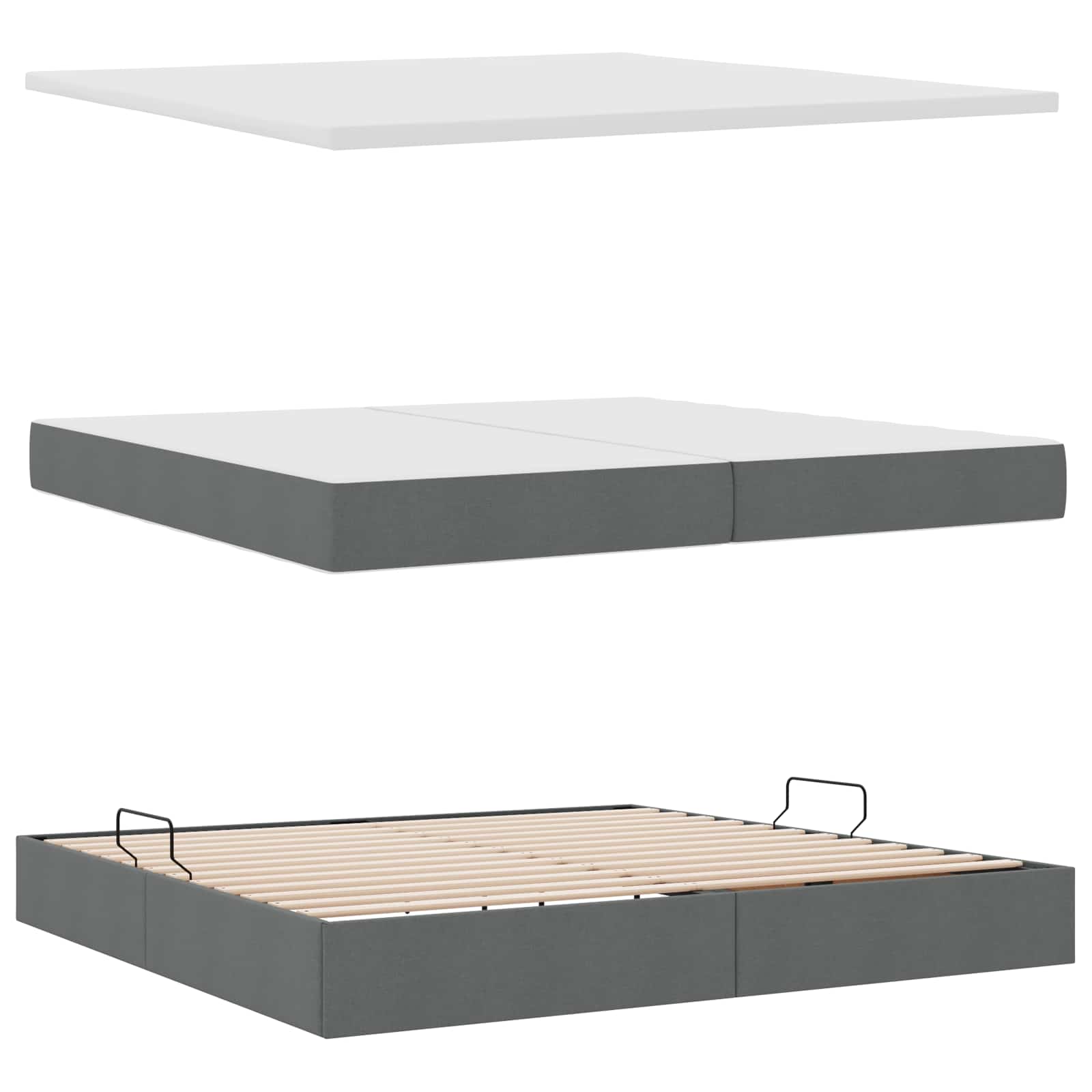 Letto con contenitore e LED Grigio scuro 200 x 200 cm Tessuto | homemem39