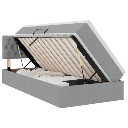 Letto con contenitore e LED Grigio chiaro 90 x 190 cm Tessuto | homemem39