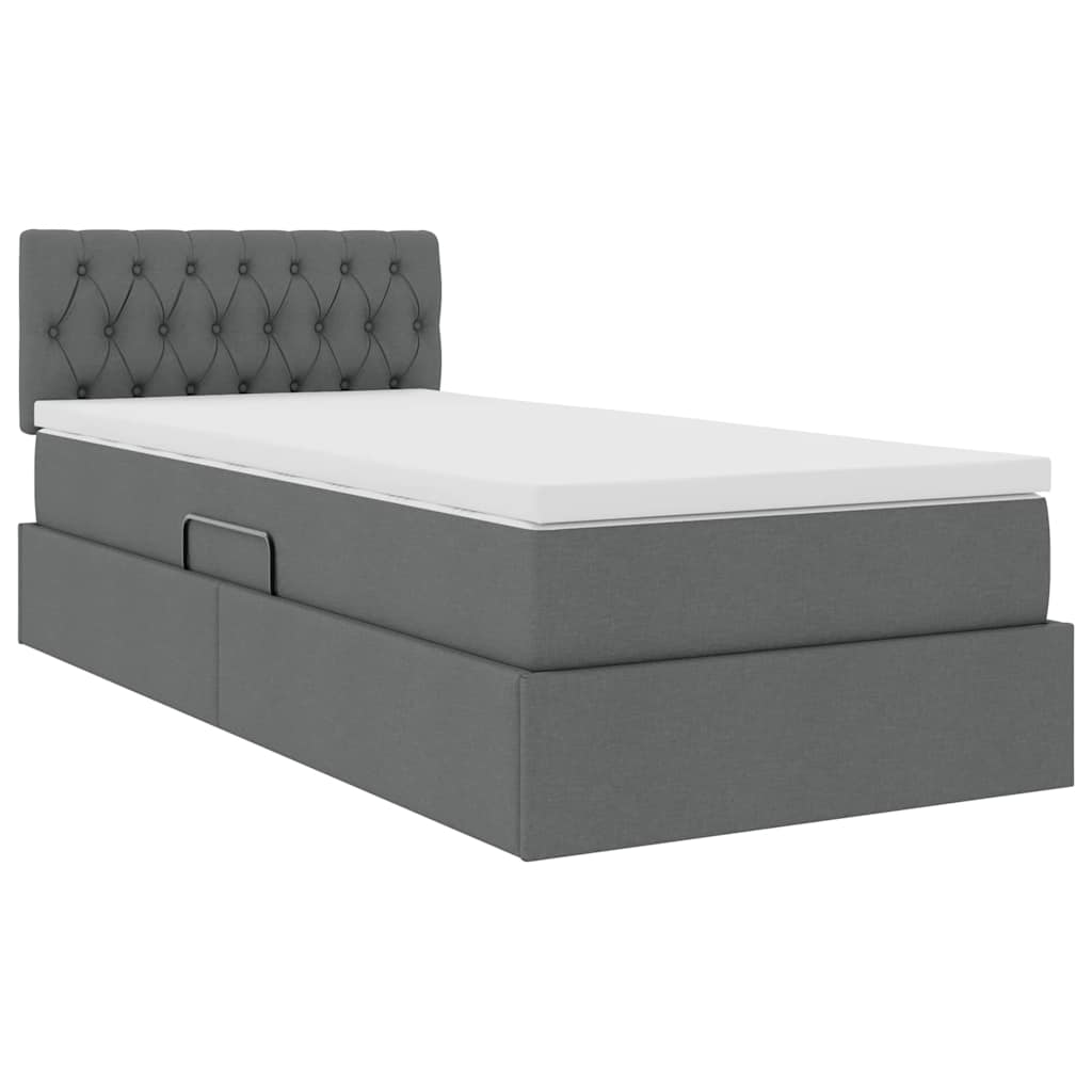 Letto con contenitore e LED Grigio scuro 90 x 190 cm Tessuto | homemem39