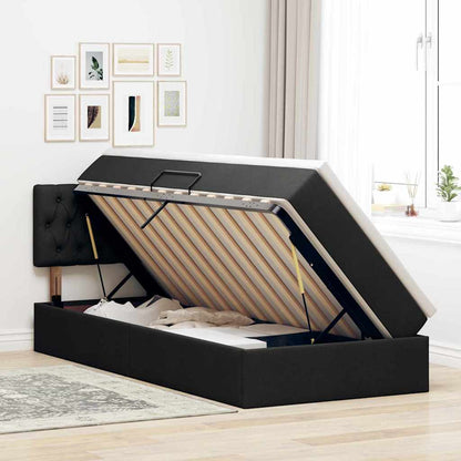 Letto con contenitore e LED con led Nero 90 x 190 cm Tessuto | homemem39