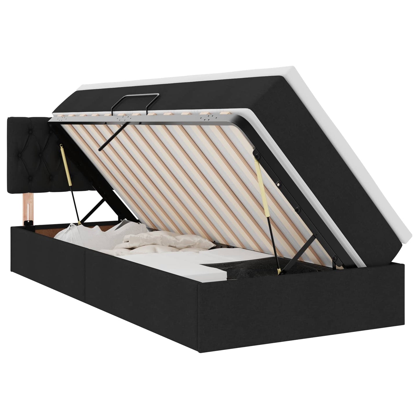Letto con contenitore e LED con led Nero 90 x 190 cm Tessuto | homemem39