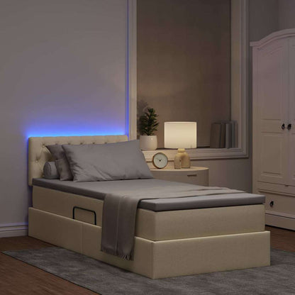 Letto con contenitore e LED con led Crema 90 x 190 cm Tessuto | homemem39