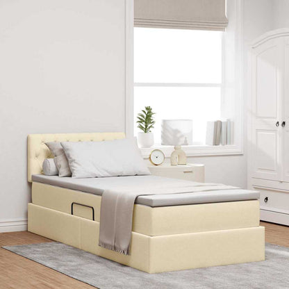 Letto con contenitore e LED con led Crema 90 x 190 cm Tessuto | homemem39