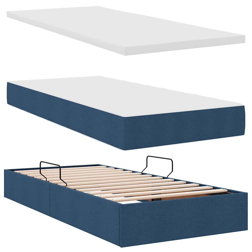Letto con contenitore e LED Blu 90 x 190 cm Tessuto | homemem39