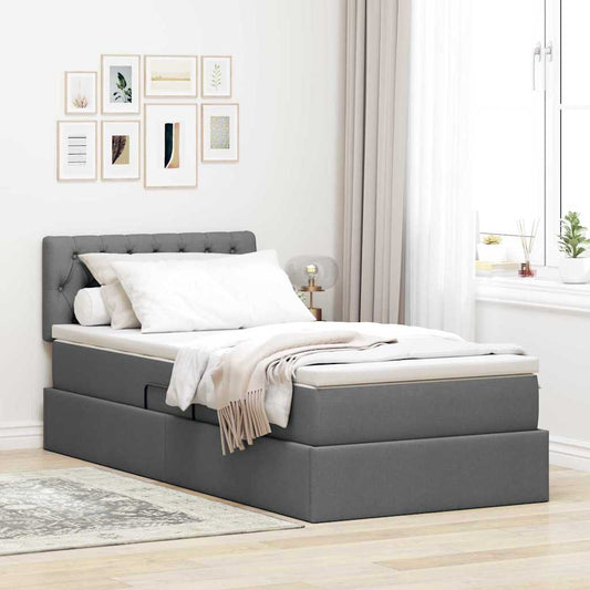 Letto con contenitore e LED Grigio scuro 90 x 200 cm Tessuto | homemem39