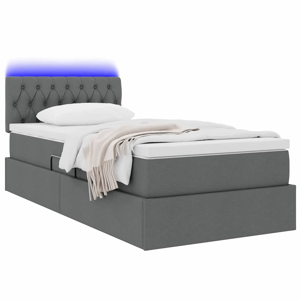 Letto con contenitore e LED Grigio scuro 90 x 200 cm Tessuto | homemem39