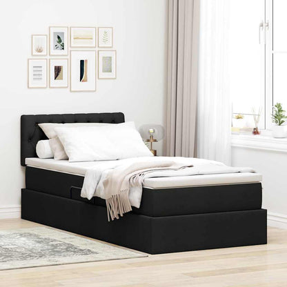 Letto con contenitore e LED con led Nero 90 x 200 cm Tessuto | homemem39