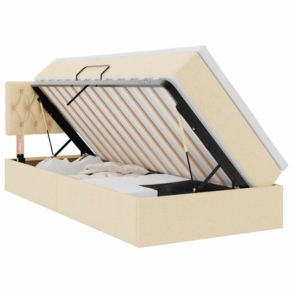 Letto con contenitore e LED con led Crema 90 x 200 cm Tessuto | homemem39
