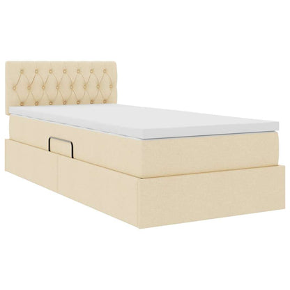 Letto con contenitore e LED con led Crema 90 x 200 cm Tessuto | homemem39