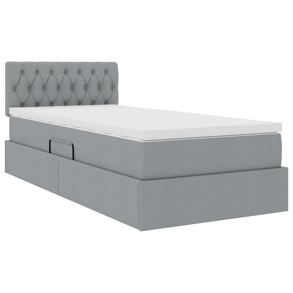 Letto con contenitore e LED Grigio chiaro 100 x 200 cm Tessuto | homemem39