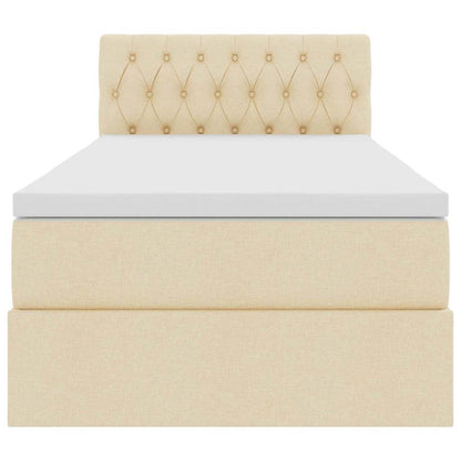 Letto con contenitore e LED Crema 100 x 200 cm Tessuto | homemem39