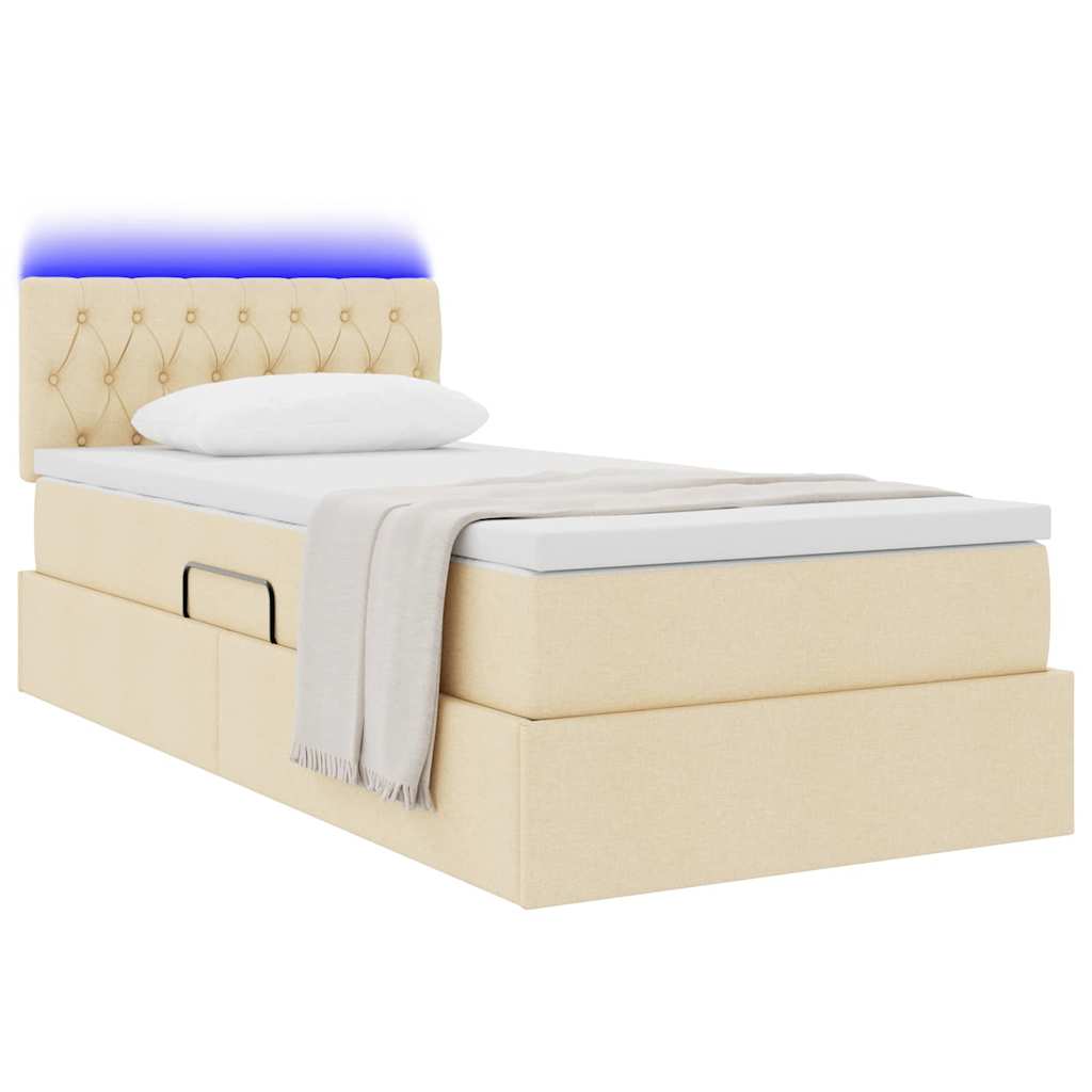 Letto con contenitore e LED Crema 100 x 200 cm Tessuto | homemem39