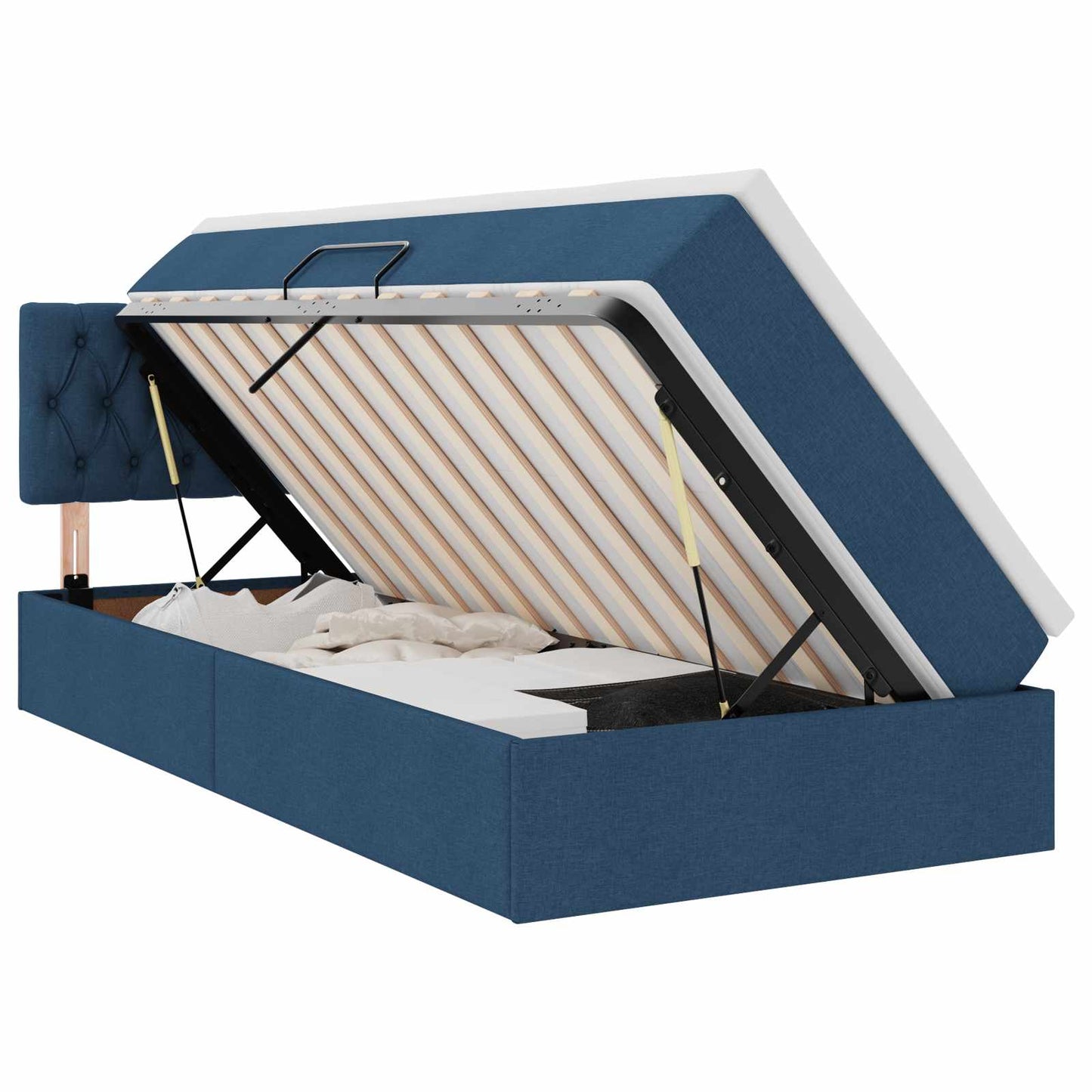 Letto con contenitore e LED con led Blu 100 x 200 cm Tessuto | homemem39