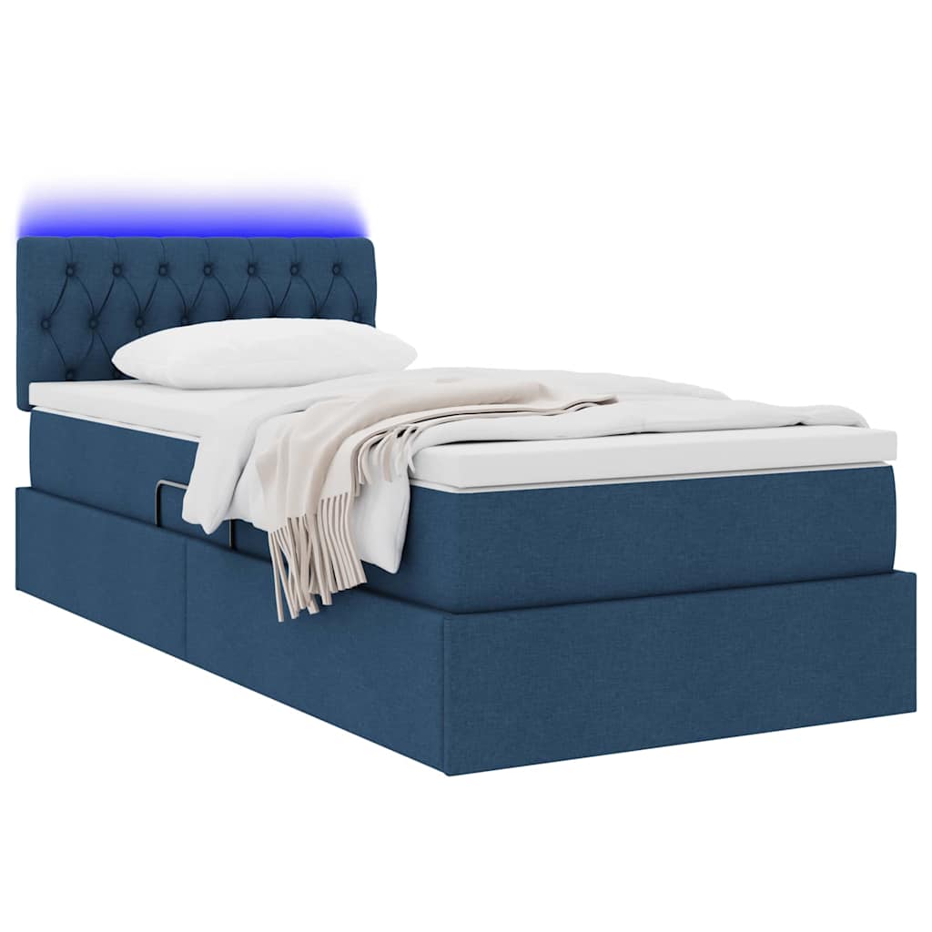 Letto con contenitore e LED con led Blu 100 x 200 cm Tessuto | homemem39