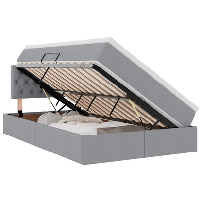 Letto con contenitore e LED Grigio chiaro 120 x 190 cm Tessuto | homemem39