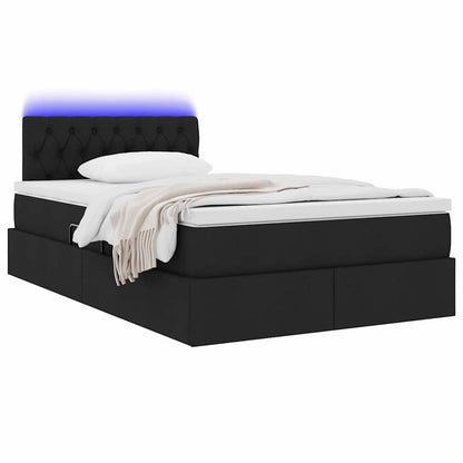 Letto con contenitore e LED con led Nero 120 x 190 cm Tessuto | homemem39