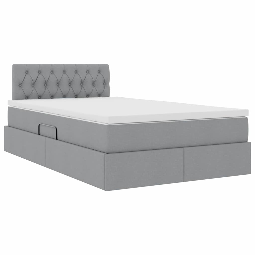 Letto con contenitore e LED Grigio chiaro 120 x 200 cm Tessuto | homemem39