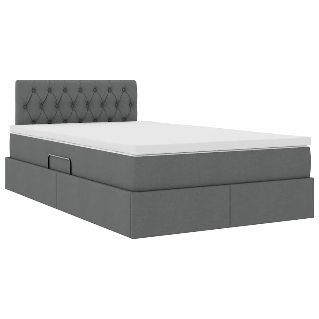 Letto con testiera Grigio scuro 120 x 200 cm Tessuto