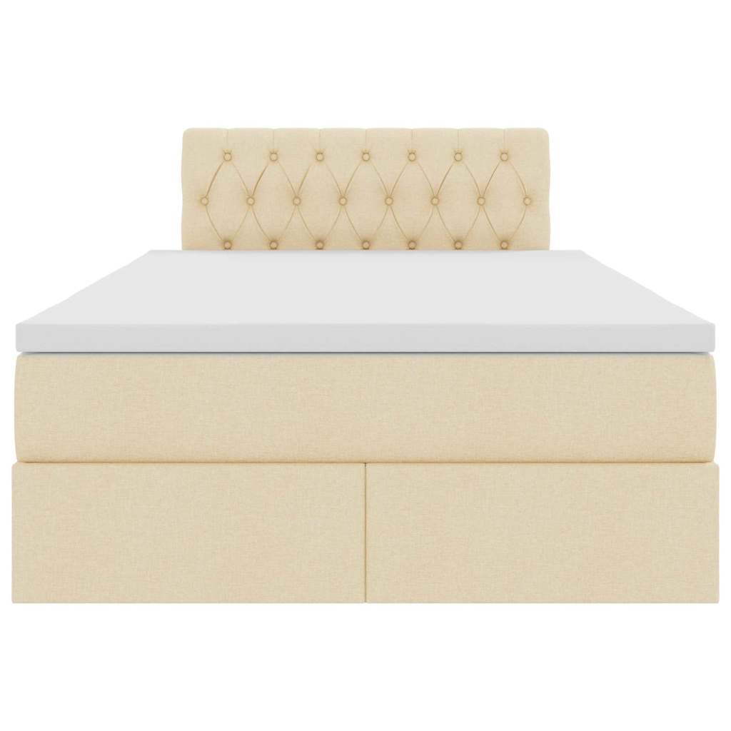 Letto con luci a strisce a LED Crema 120 x 200 cm Tessuto