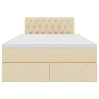 Letto con luci a strisce a LED Crema 120 x 200 cm Tessuto