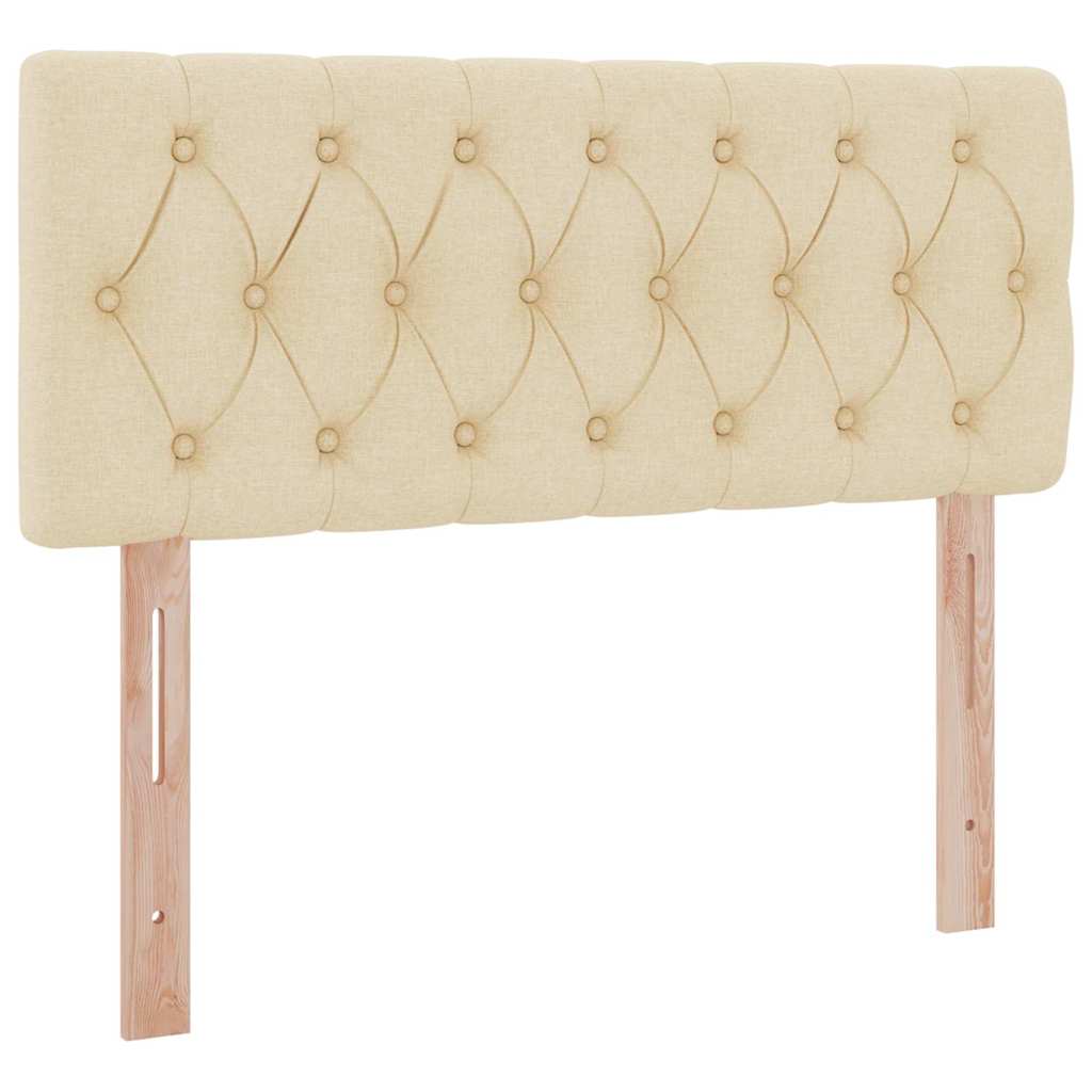 Letto con luci a strisce a LED Crema 120 x 200 cm Tessuto