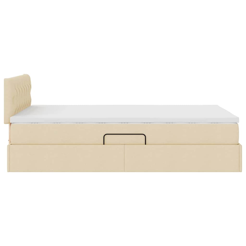 Letto con luci a strisce a LED Crema 120 x 200 cm Tessuto