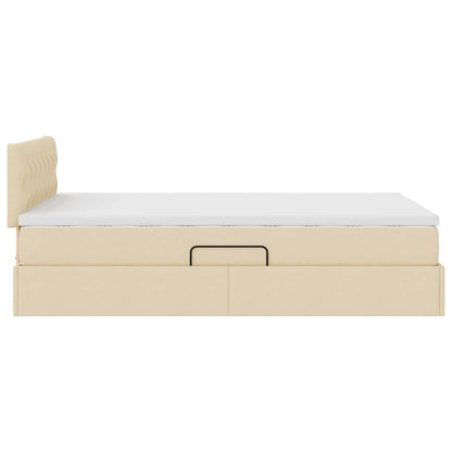 Letto con luci a strisce a LED Crema 120 x 200 cm Tessuto