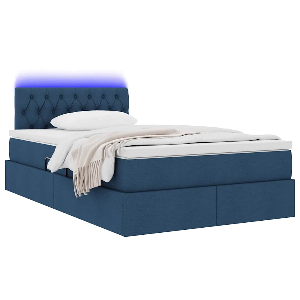 Letto con luci a strisce a LED Blu 120 x 200 cm Tessuto